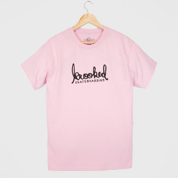 Krooked Skateboards - Skript T-Shirt - Light Pink / Black