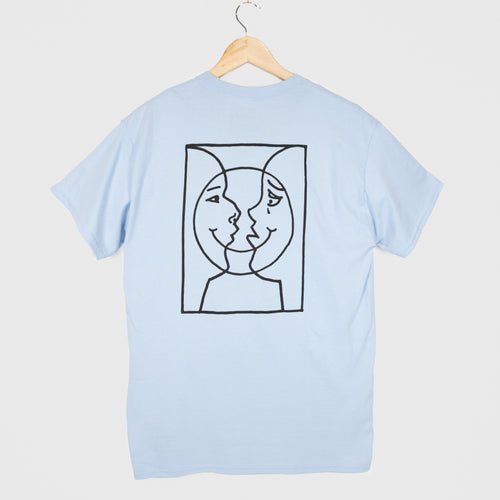 Krooked Skateboards - Moonsmile Raw T-Shirt - Light Blue / Black
