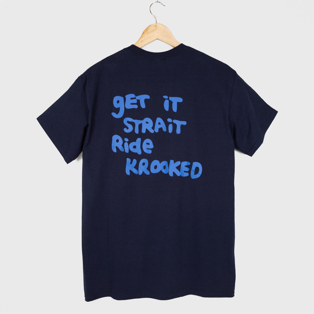 Krooked Skateboards Strait Eyes Navy T-Shirt 