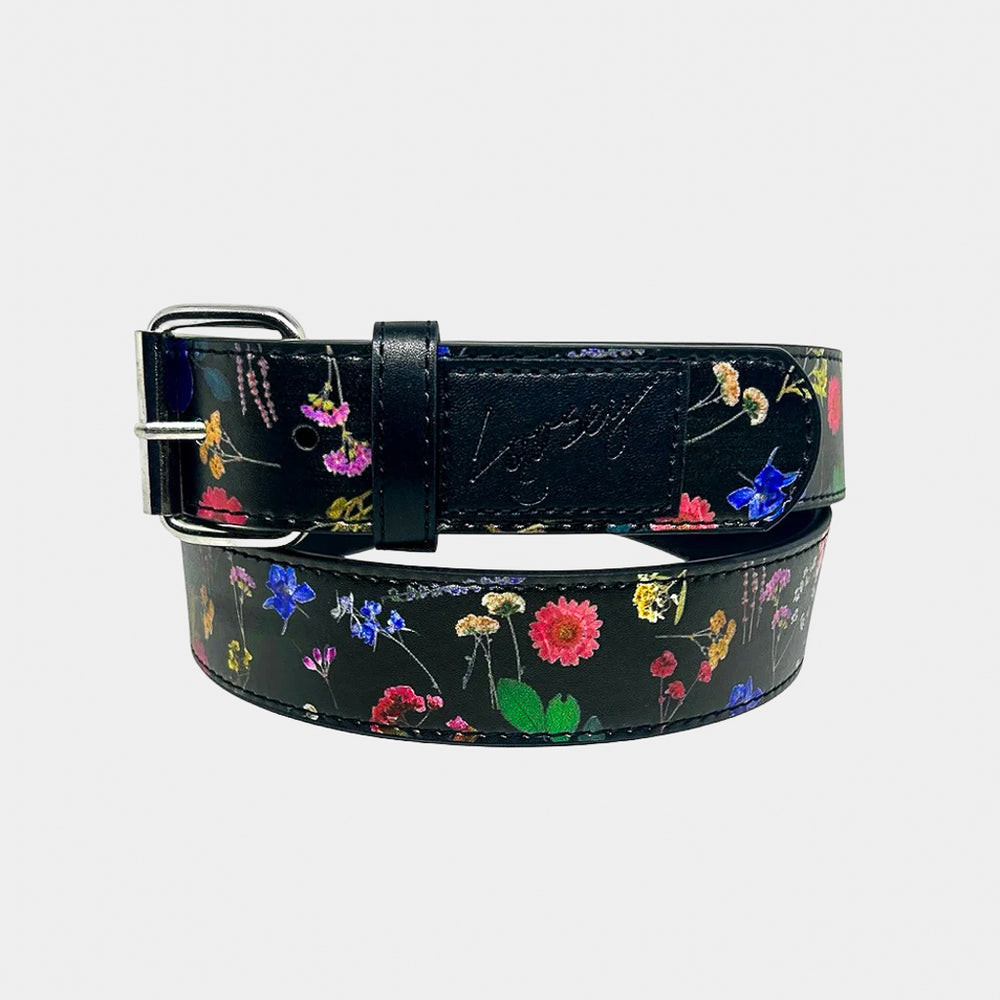 Loosey Smell The Flowers Black Belt With Floral Print