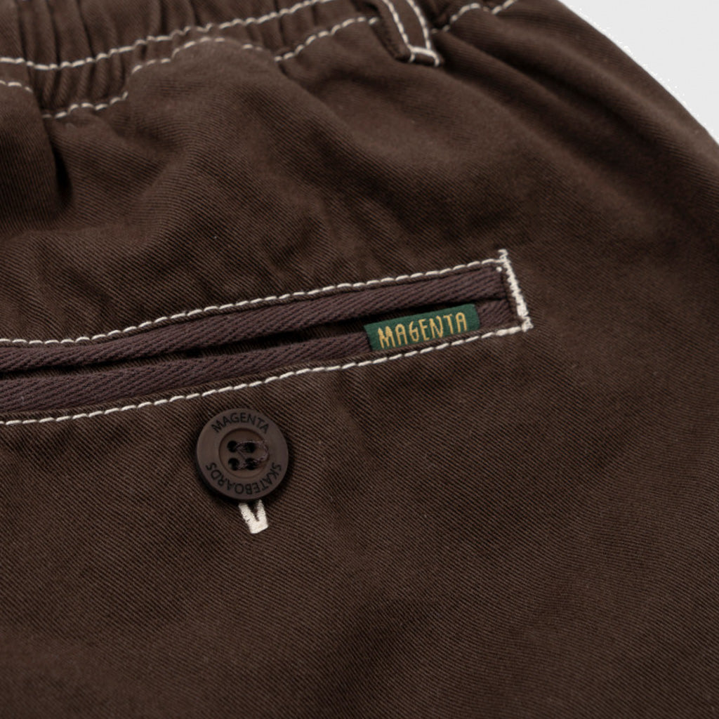 Magenta Skateboards Contrast Stitch Chocolate Brown Loose Pants Back Pocket