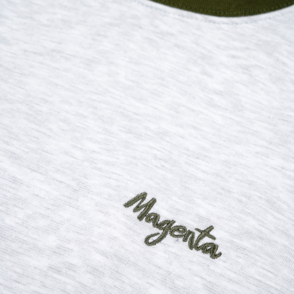 Magenta Skateboards Ash Grey Script Collar Crewneck Sweatshirt Embroidery