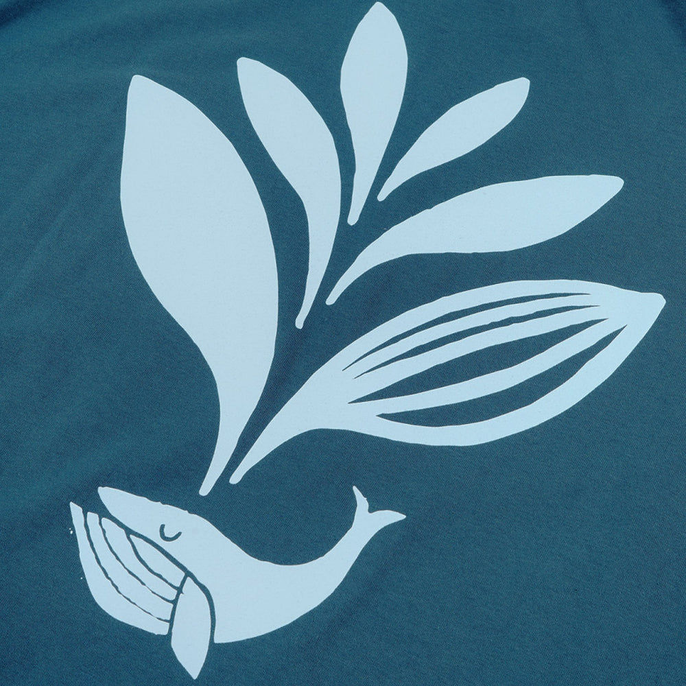 Magenta Skateboards Whale Plant Blue T-Shirt Back Print