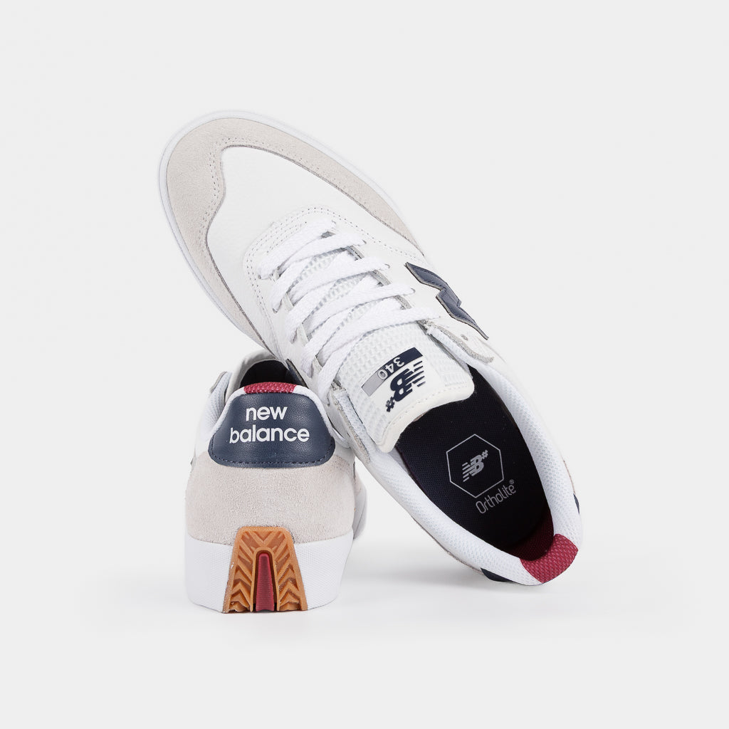 New Balance Numeric White Leather and Suede 340 Skate Shoes
