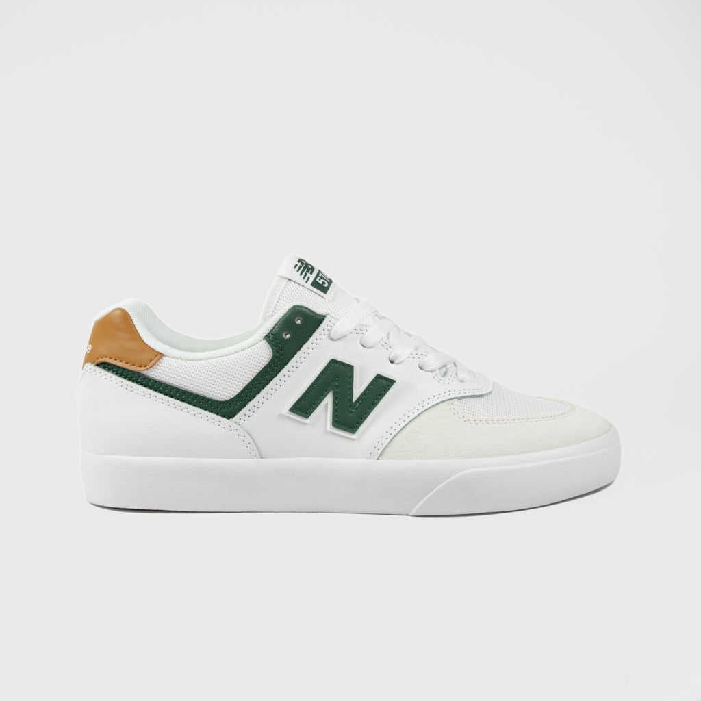 New Balance Numeric White and Nightwitch Green 574 Vulc Shoes