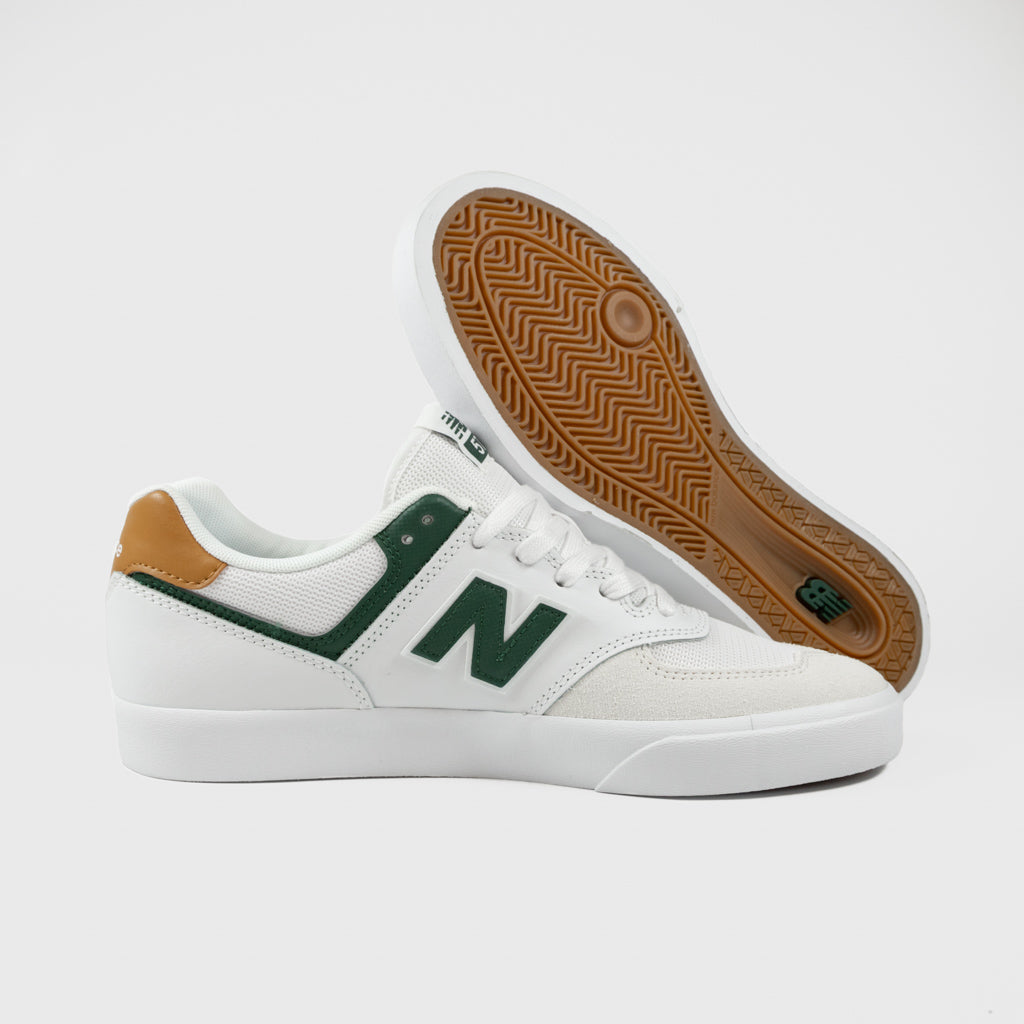 New Balance Numeric - 574 Vulc Shoes - White / Nightwatch Green ...