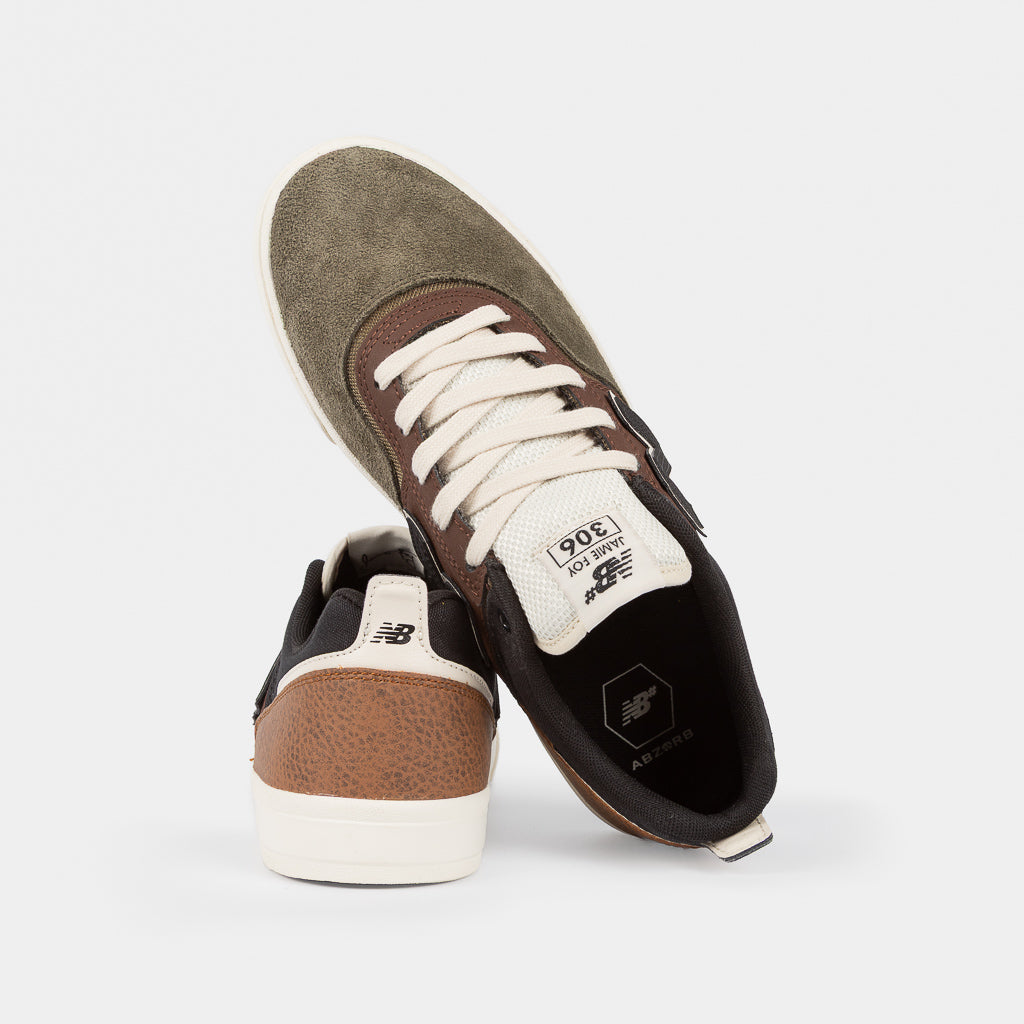 New Balance Numeric Brown And Olive Green Suede Jamie Foy 306 Skate Shoes