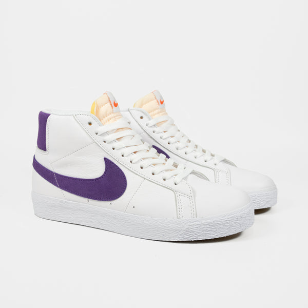 Nike SB - Blazer Mid Orange Label Shoes - White / Court Purple - White