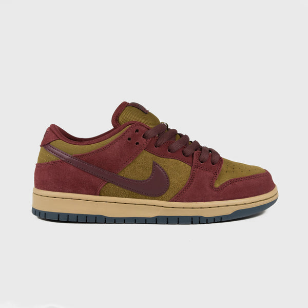 Nike SB - Dunk Low Pro Shoes - Dark Team Red / Burgundy Crush - Olive Flak