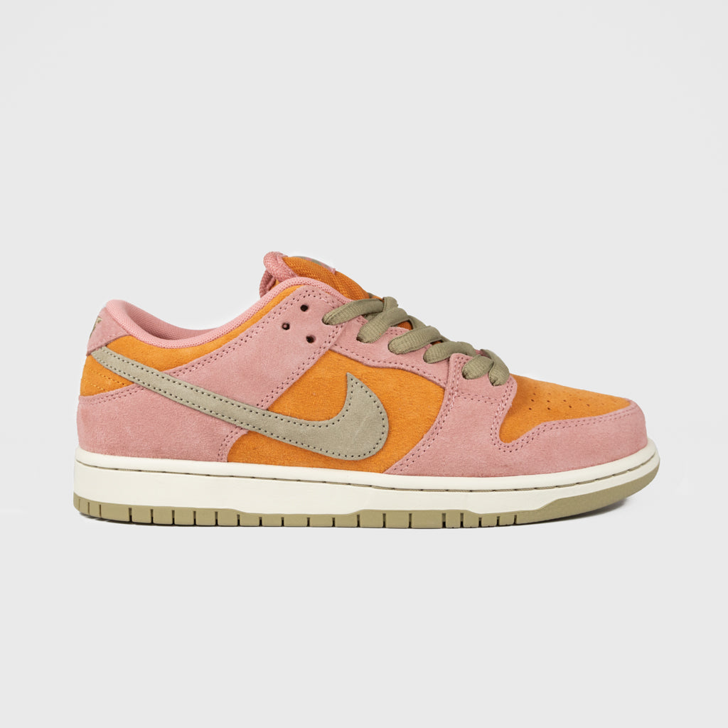 Nike SB Red Stardust and Neutral Olive Dunk Low Pro Shoes
