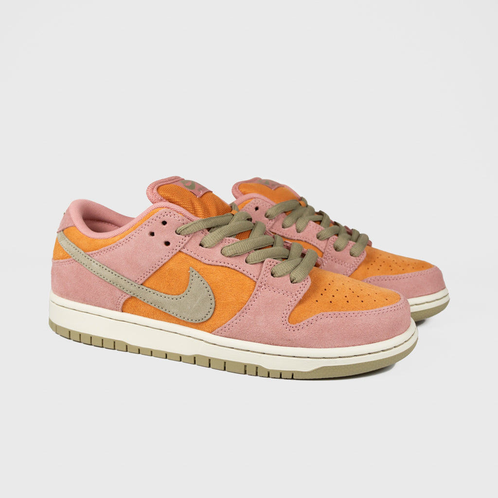 Nike SB Red Stardust and Neutral Olive Dunk Low Pro Shoes