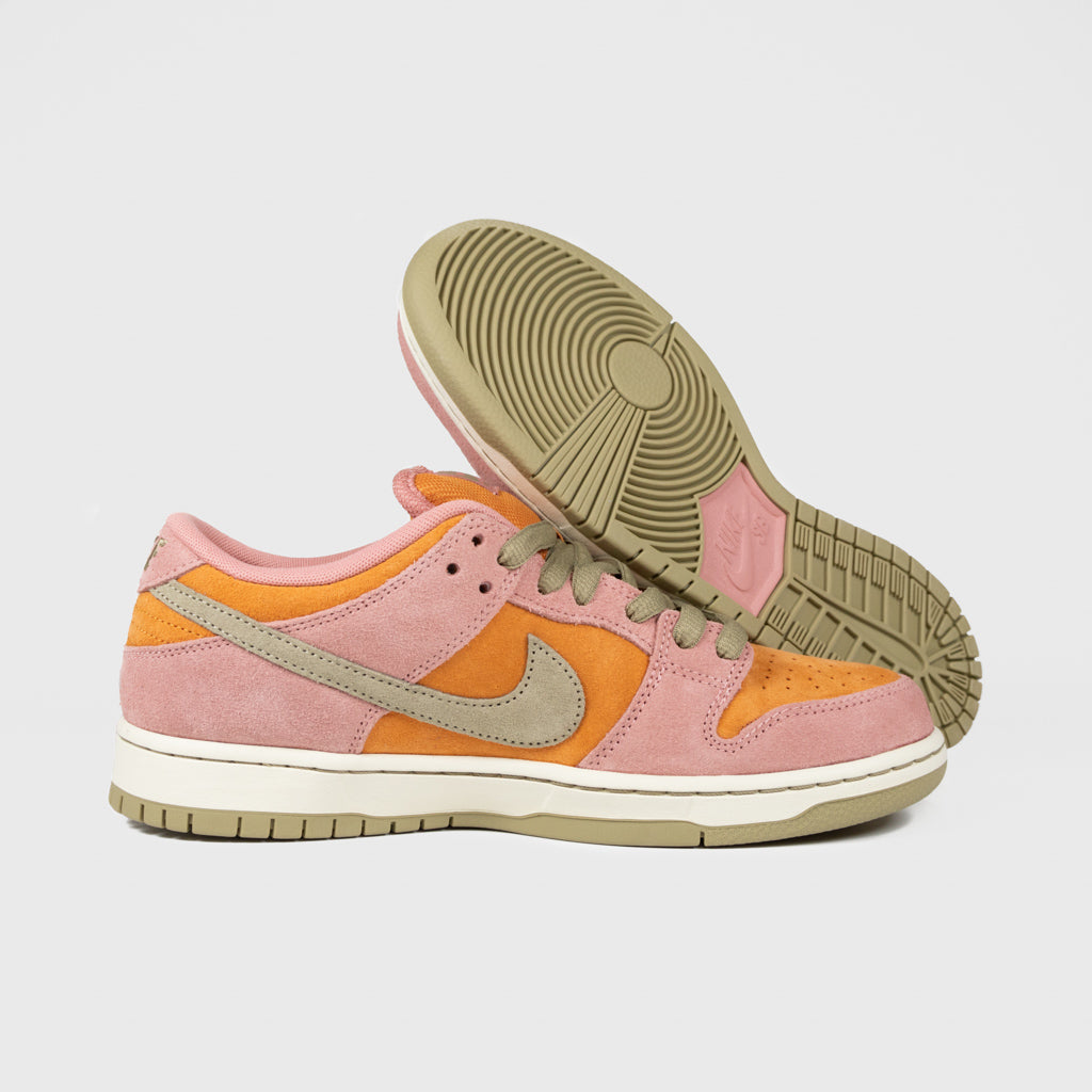 Nike SB Red Stardust and Neutral Olive Dunk Low Pro Shoes