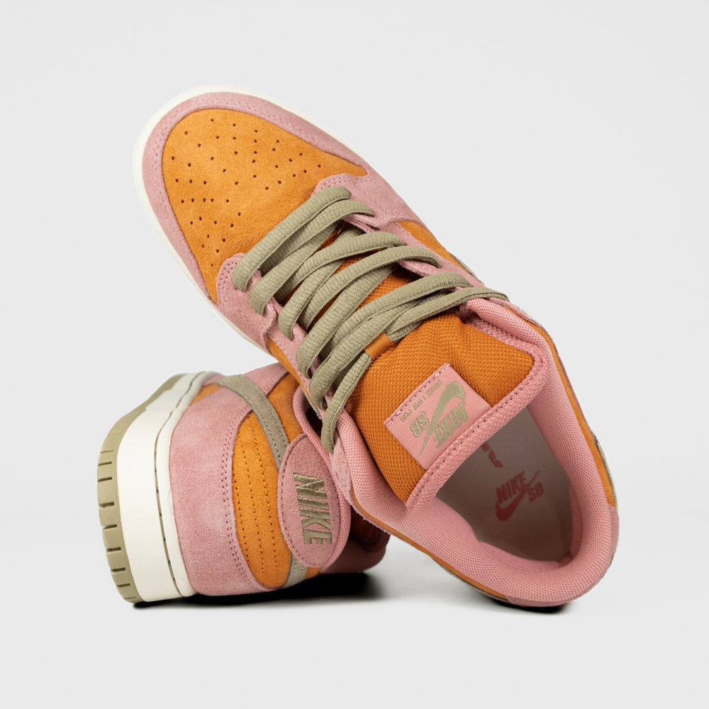 Nike SB Red Stardust and Neutral Olive Dunk Low Pro Shoes