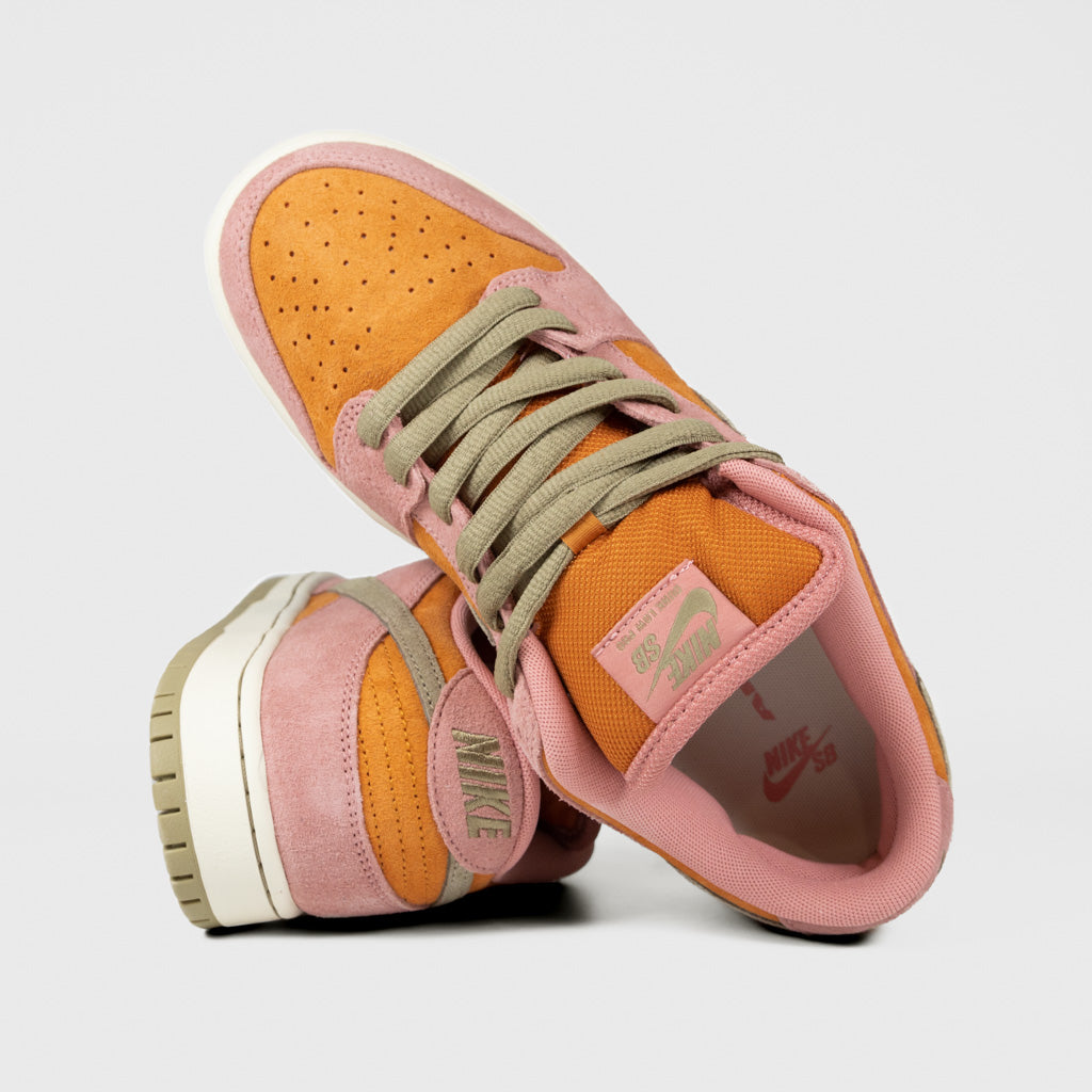 Nike SB Red Stardust and Neutral Olive Dunk Low Pro Shoes