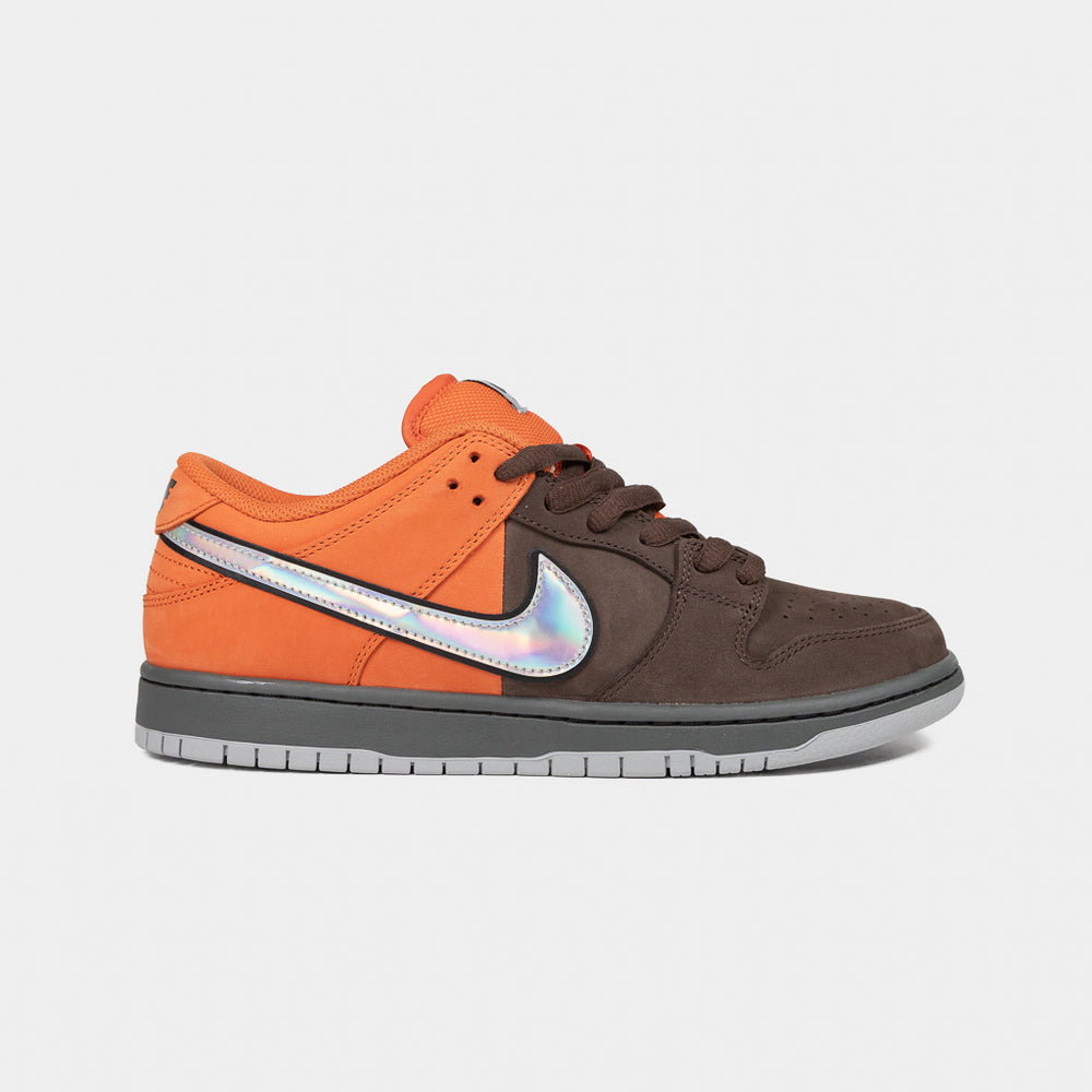 Nike SB Safety Orange And Baroque Brown Dunk Low Pro Shoes 