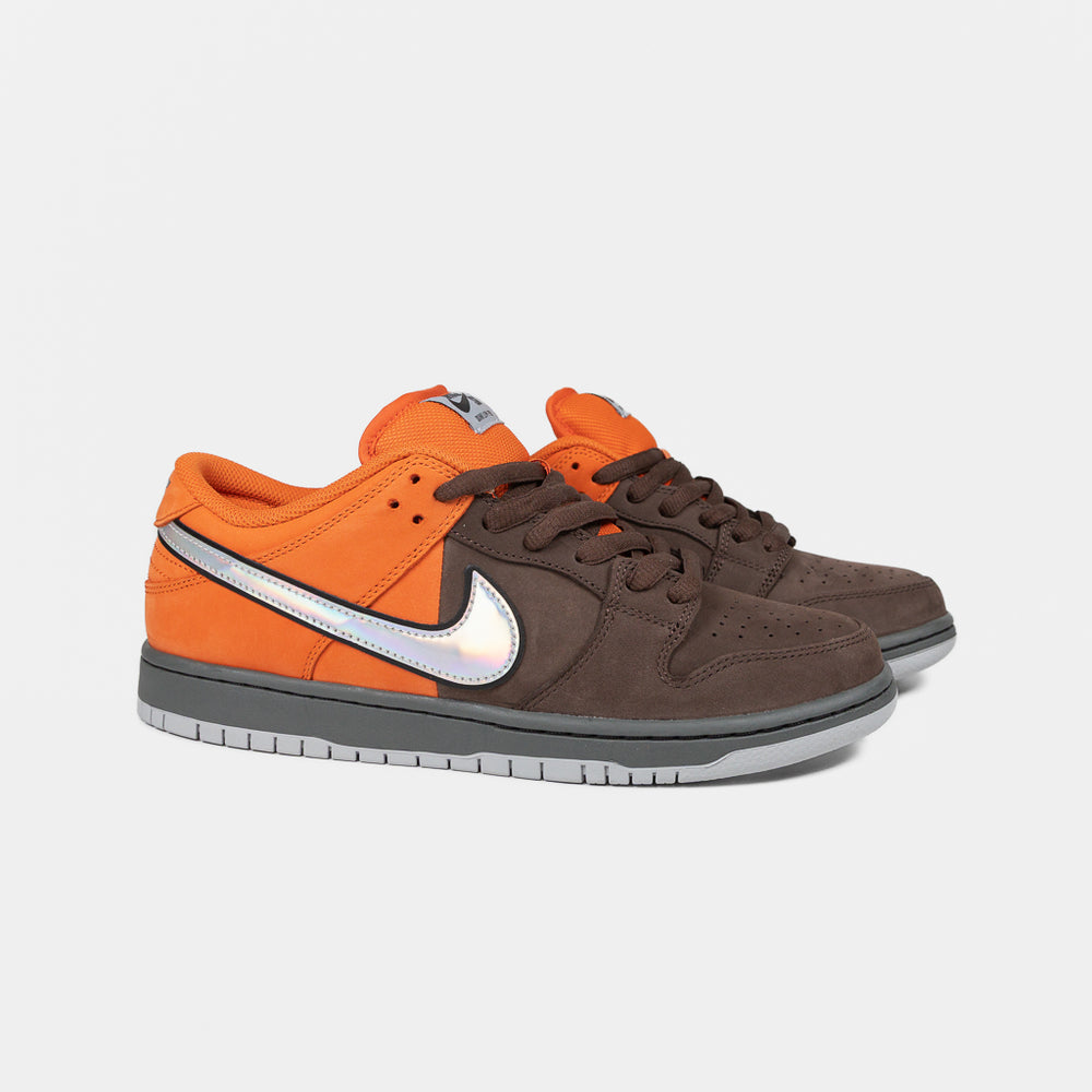 Nike SB Safety Orange And Baroque Brown Dunk Low Pro Shoes 