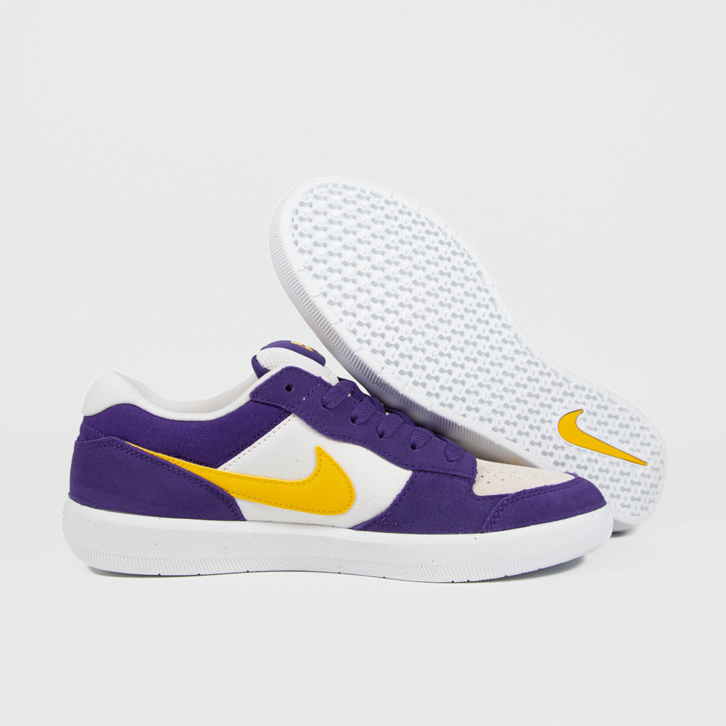 Purple white nike store shoes