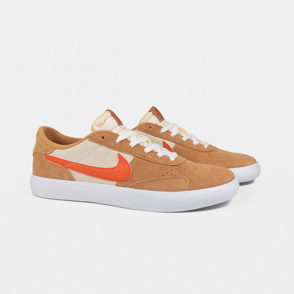 Nike SB Flax Brown And College Orange Heritage Vulc Shoes 