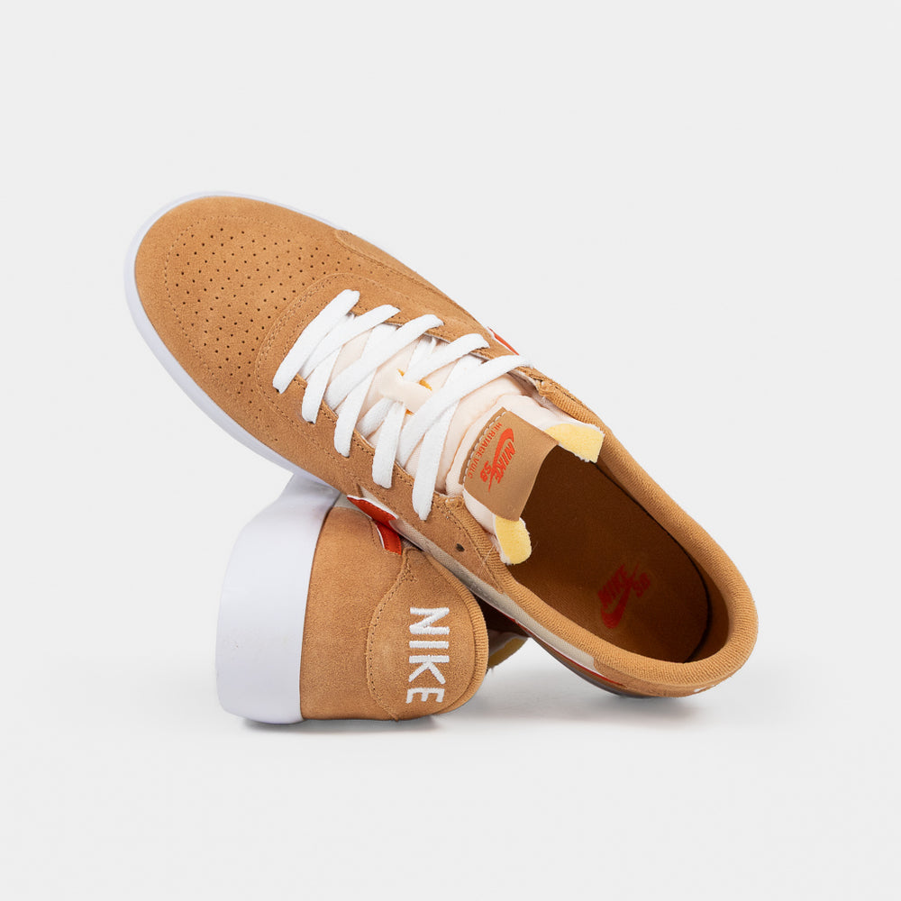 Nike SB Flax Brown And College Orange Heritage Vulc Shoes 