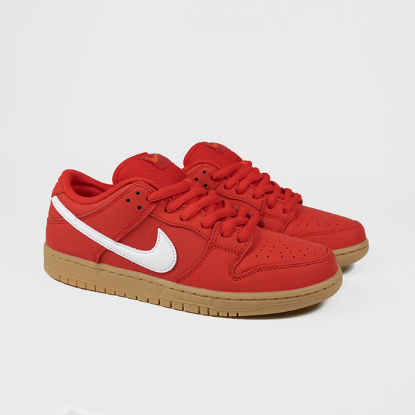 Nike SB - 'Orange Label' Dunk Low Pro Shoes - Red / White - Red - Light Gum