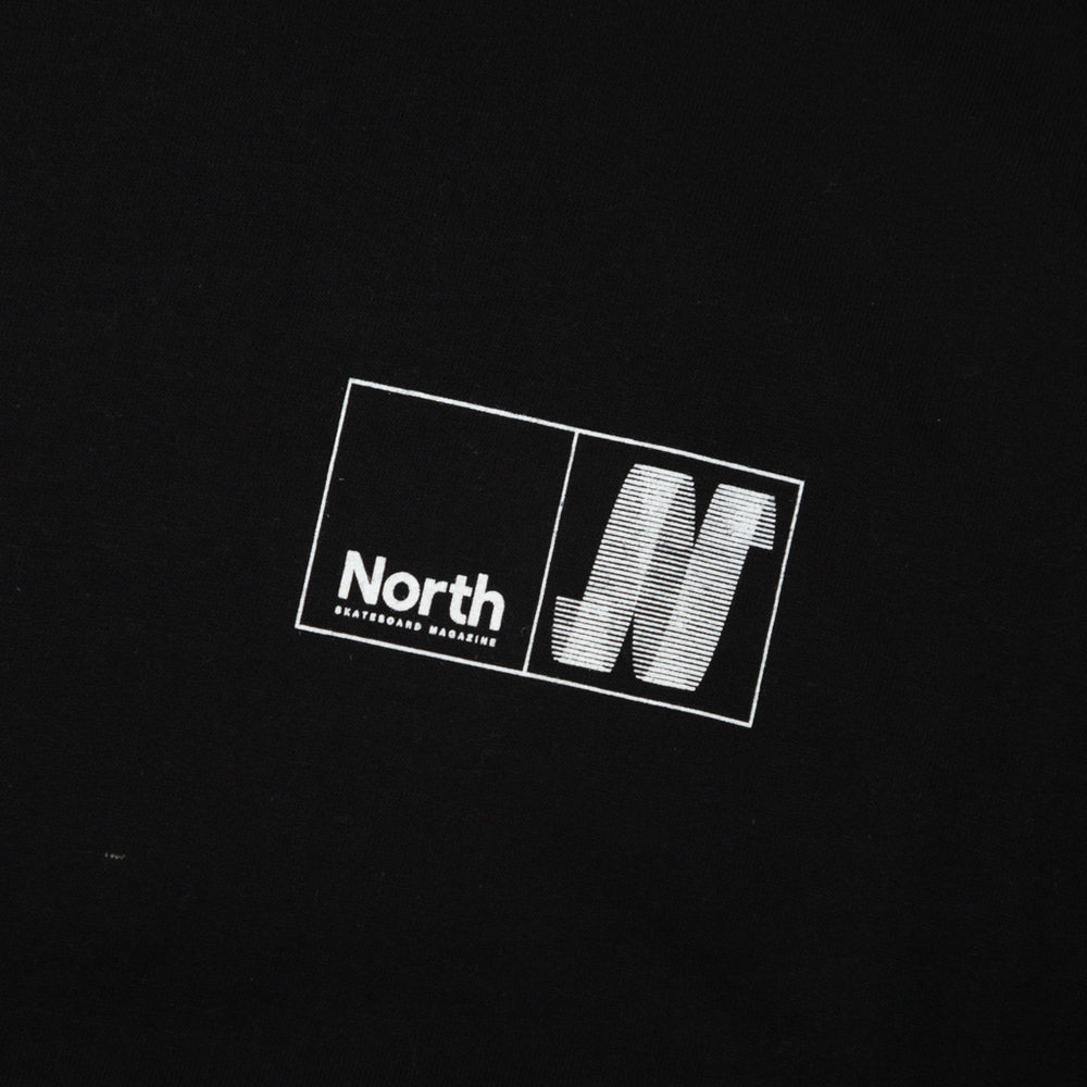 North Skate Mag Black And White N Logo Pullover Hooded Sweatshirt Front Print