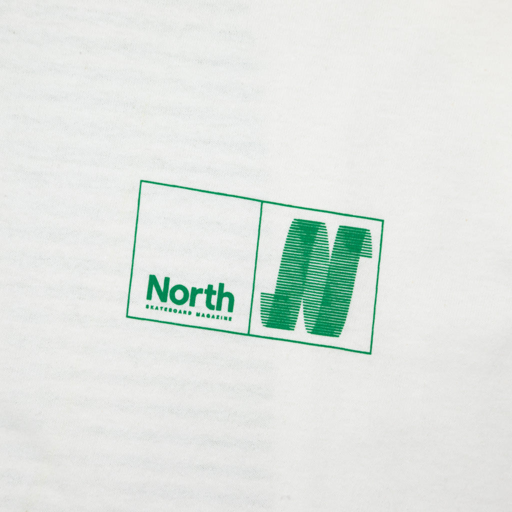 North Skate Mag White And Green N Logo T-Shirt Front Print