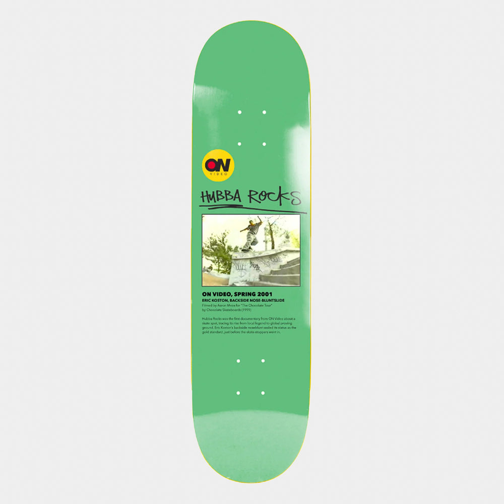 ON Video 8.375" Hubba Rocks Eric Koston Green Skateboard Deck 