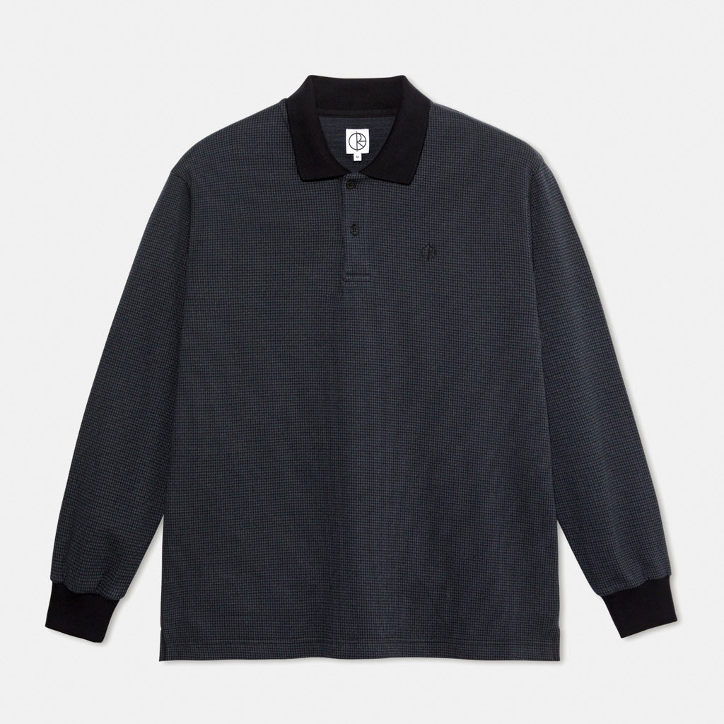 Polar Skate Co. Black And Grey Houndstooth Longsleeve Polo Shirt