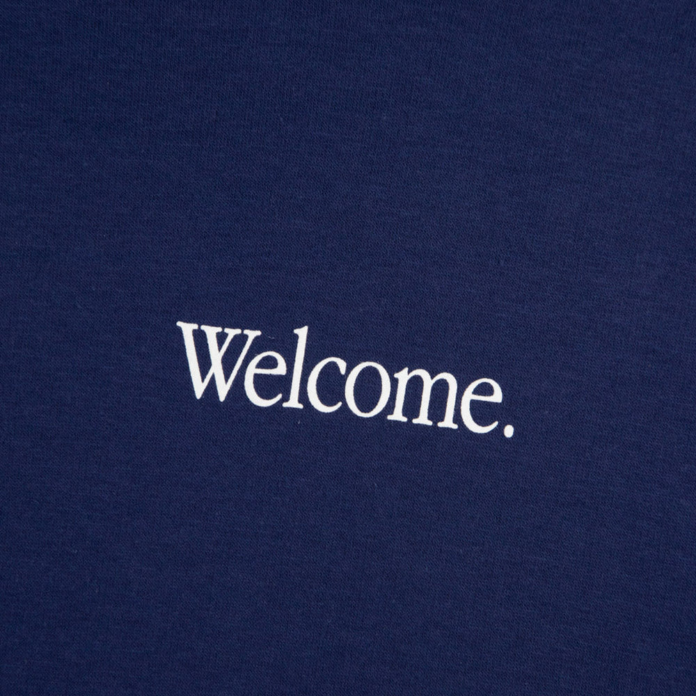 Welcome Skate Store Prince Navy Blue Pullover Hooded Sweatshirt Front Print