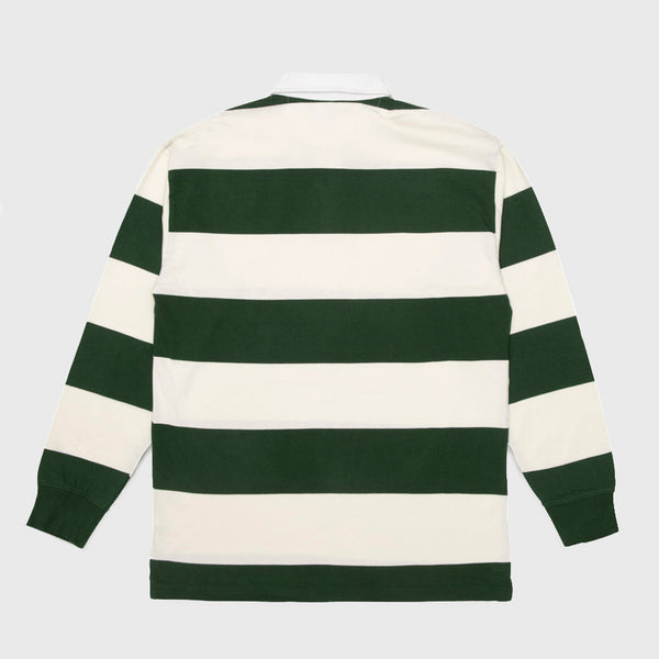 Quartersnacks - Globe Longsleeve Rugby Shirt - Green / Ecru