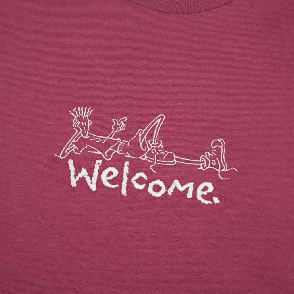 Welcome Skate Store Berry Red Relax T-Shirt Front Embroidery