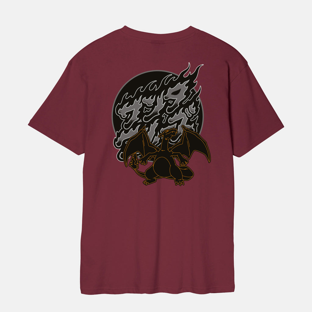 Santa Cruz Fire Type Pokemon Maroon T-Shirt