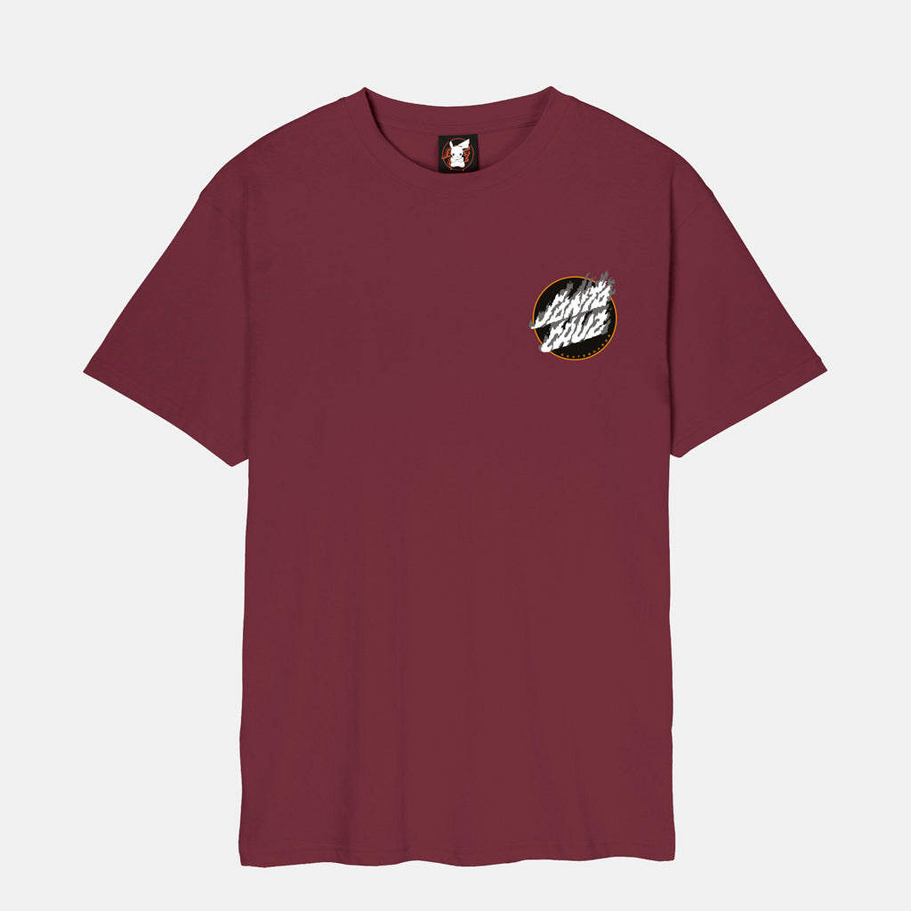 Santa Cruz Fire Type Pokemon Maroon T-Shirt