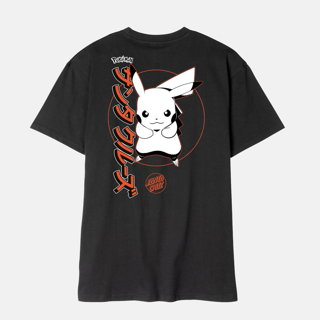 Santa Cruz Pikachu Pokemon Black T-Shirt