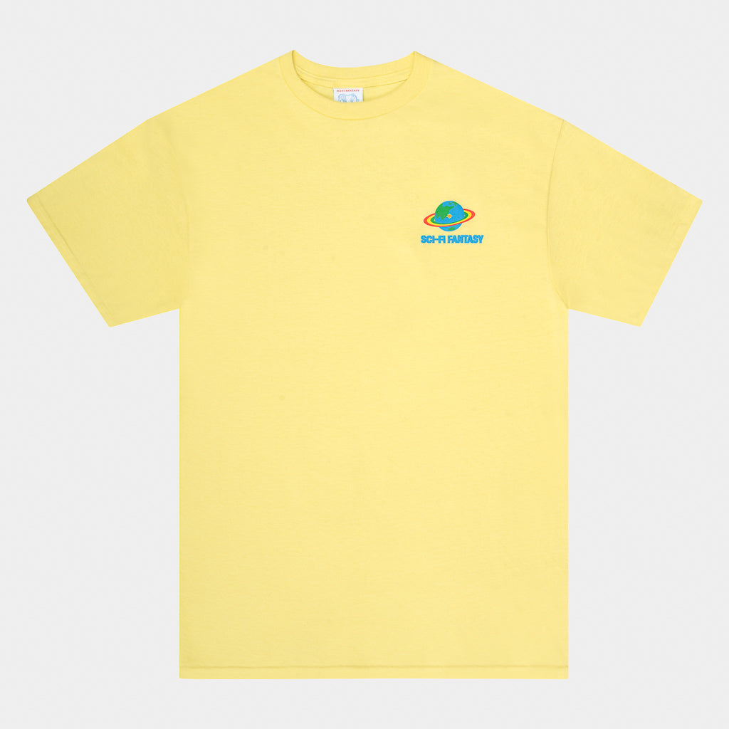 Front of Sci-Fi Fantasy Zen Meditation Pale Yellow T-Shirt