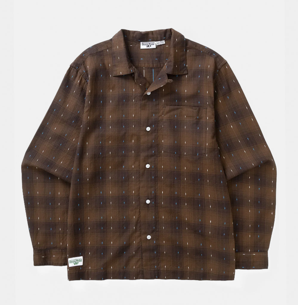 Brown Service Works Drag Stitch Resort Long Sleeve Shirt