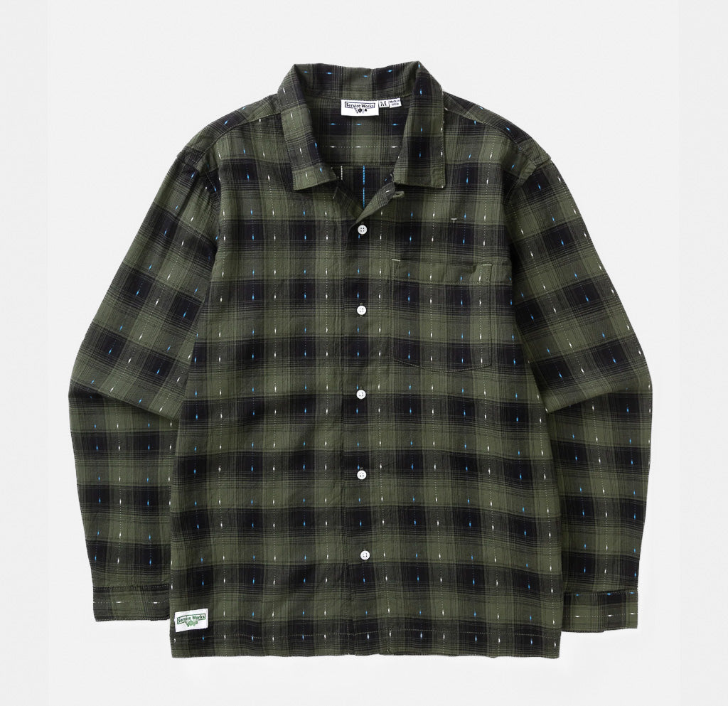 Olive Green Service Works Drag Stitch Resort Long Sleeve Shirt