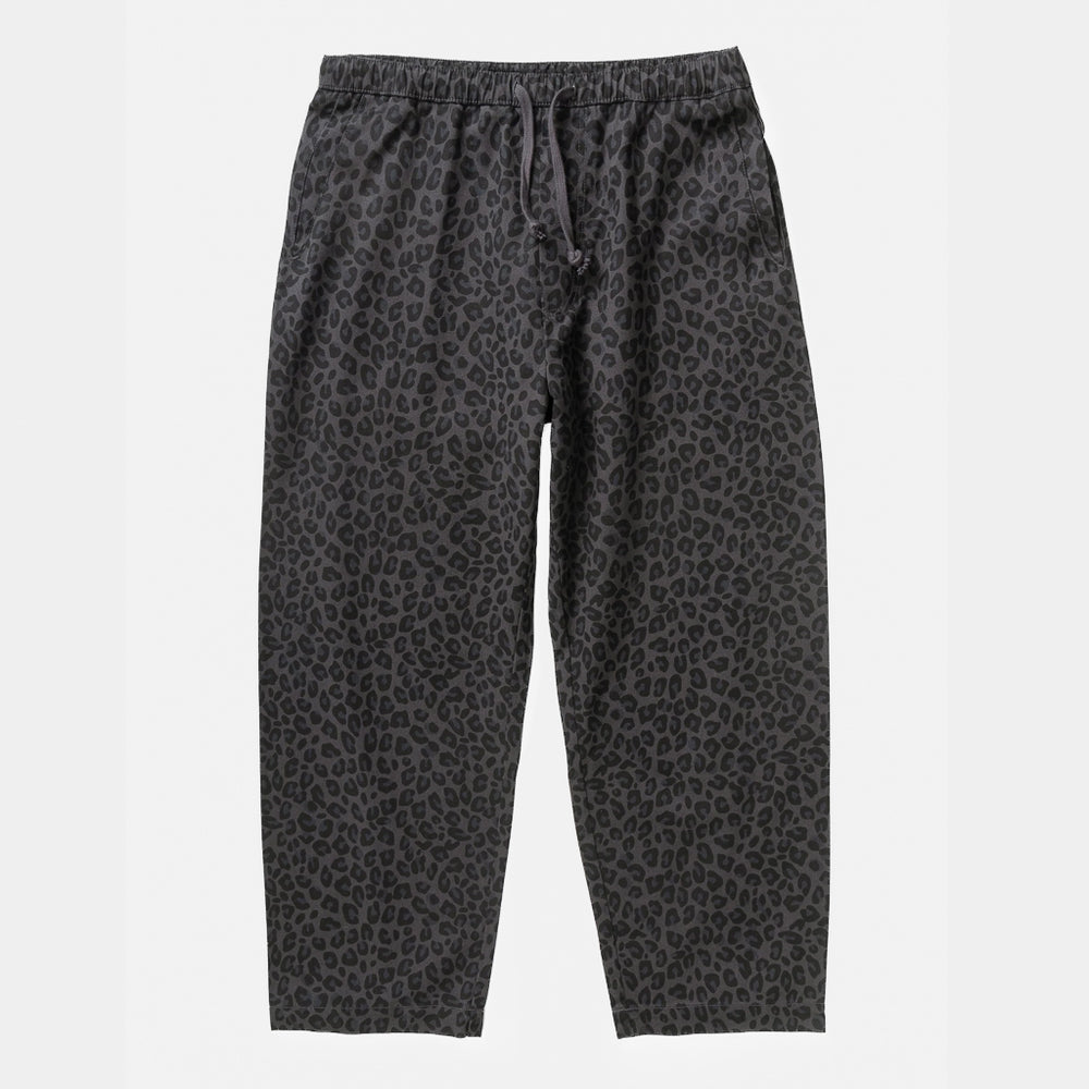 Loose Fitting Black Leopard Print Service Works Easy Chef Pants With An Elasticated Waist