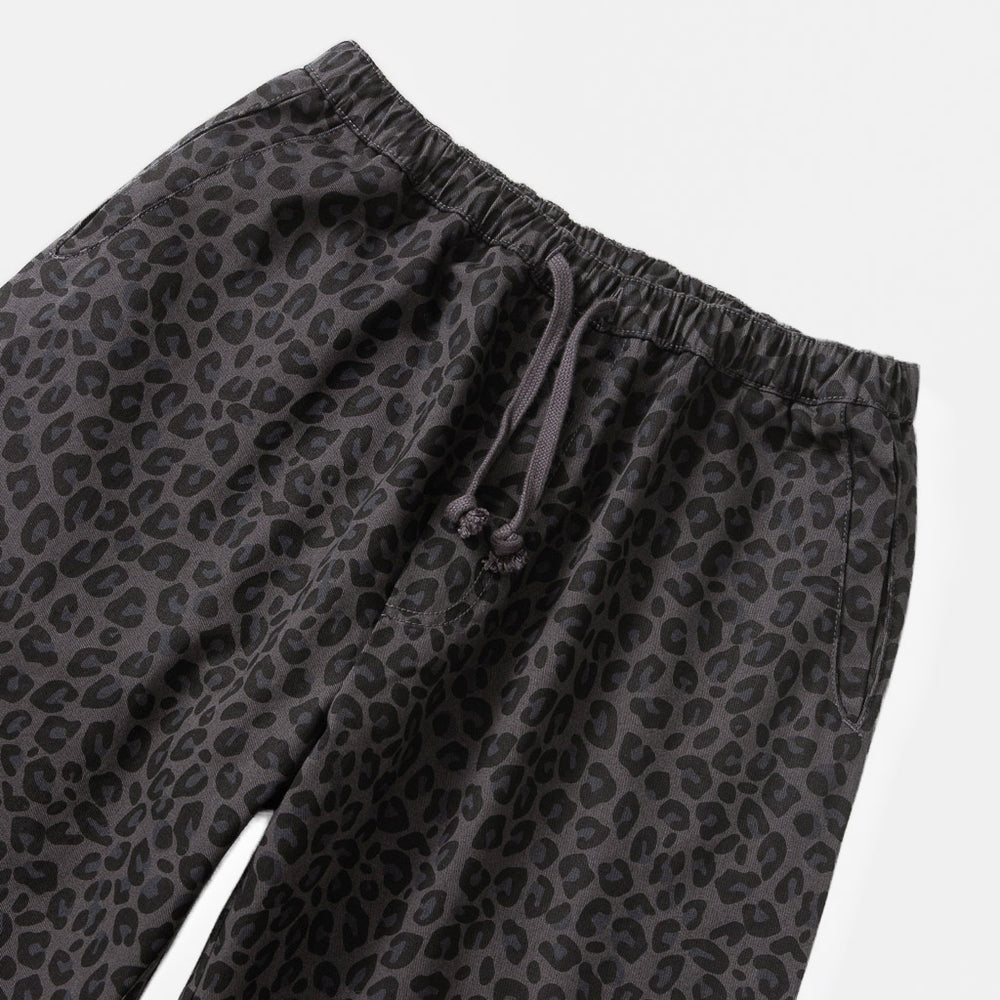Elasticated Waist Of Loose Fitting Black Leopard Print Service Works Easy Chef Pants