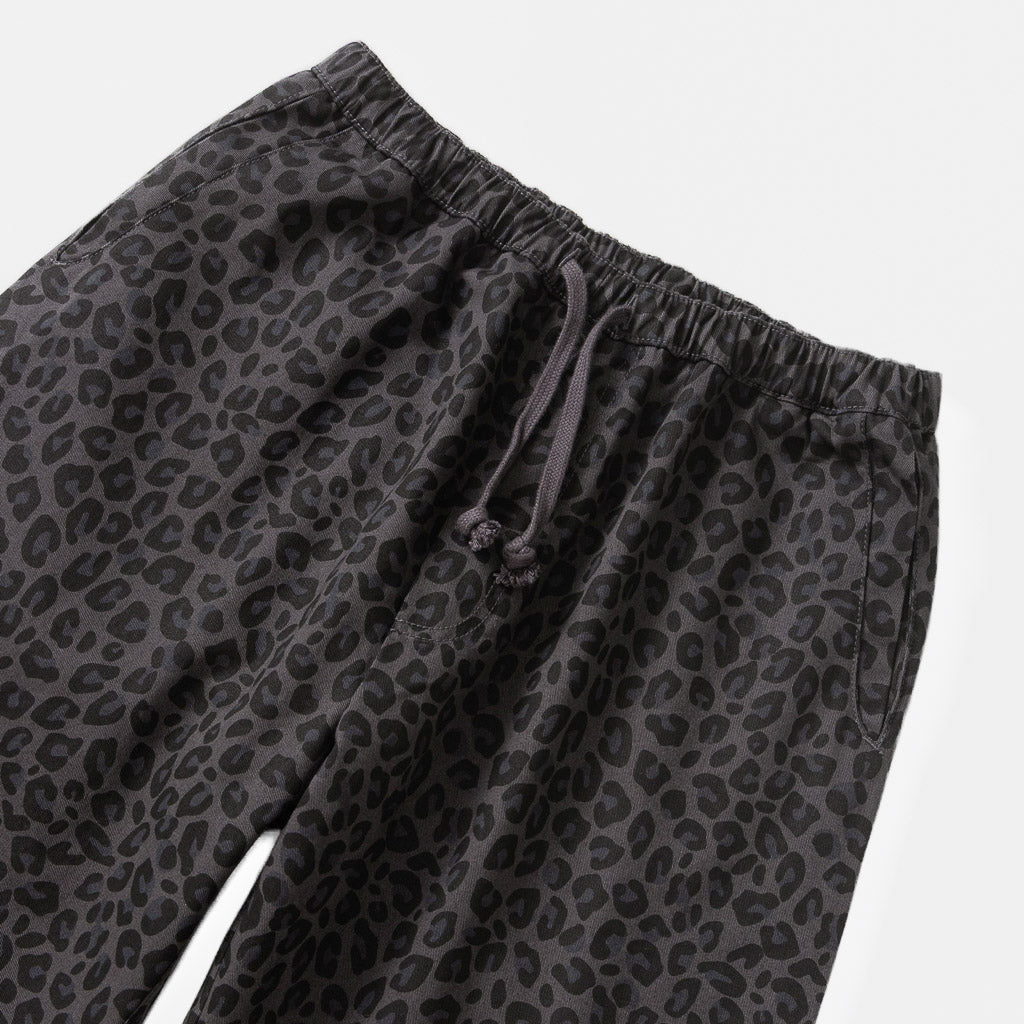 Elasticated Waist Of Loose Fitting Black Leopard Print Service Works Easy Chef Pants