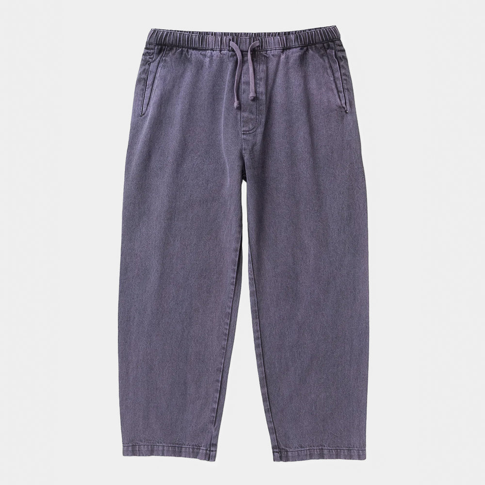 Loose fitting Service Works Over Dyed Purple Denim Easy Chef Pants With An Elasticated Waist