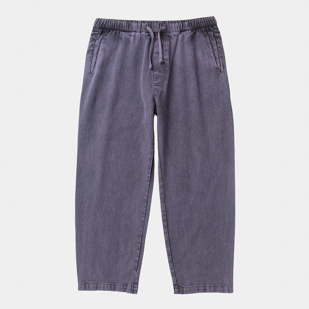 Loose fitting Service Works Over Dyed Purple Denim Easy Chef Pants With An Elasticated Waist
