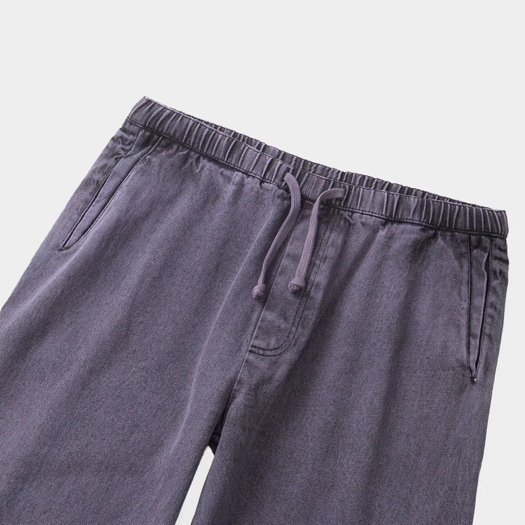 Elasticated Waistband Of The Loose Fitting Service Works Purple Over Dyed Denim Easy Chef Pants