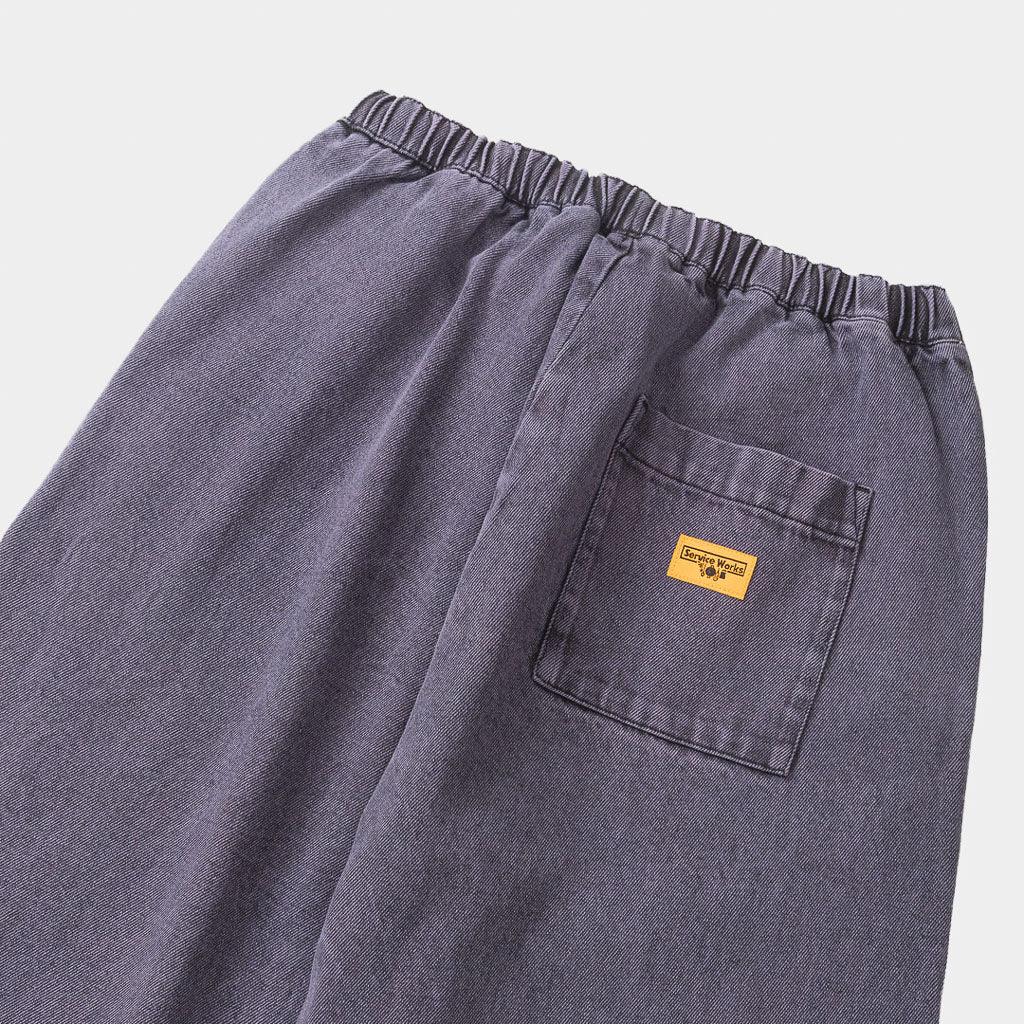 Elasticated Waistband And Back Pocket Of The Loose Fitting Service Works Purple Over Dyed Denim Easy Chef Pants