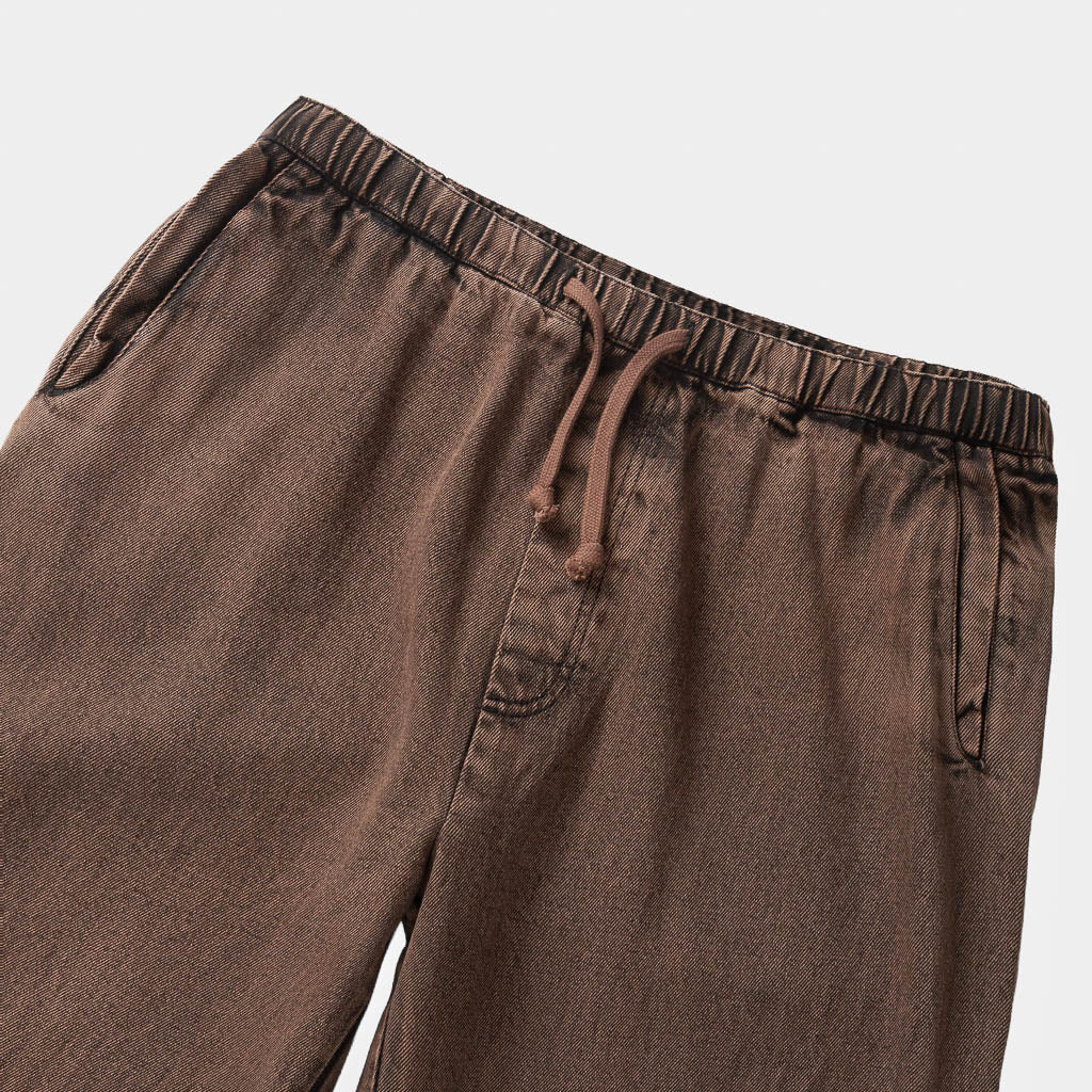 Elasticated Waist Of Service Works Umber Brown Over Dyed Denim Easy Chef Pants 