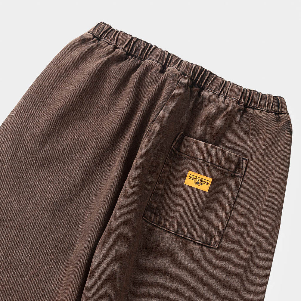 Back Pocket Of Service Works Umber Brown Over Dyed Denim Easy Chef Pants