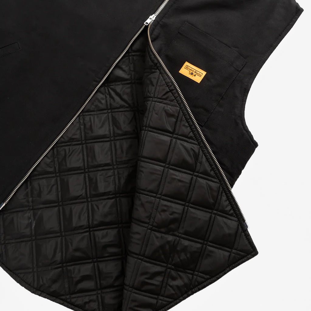 Interior Of Service Works Black Padded Canvas Work Vest 