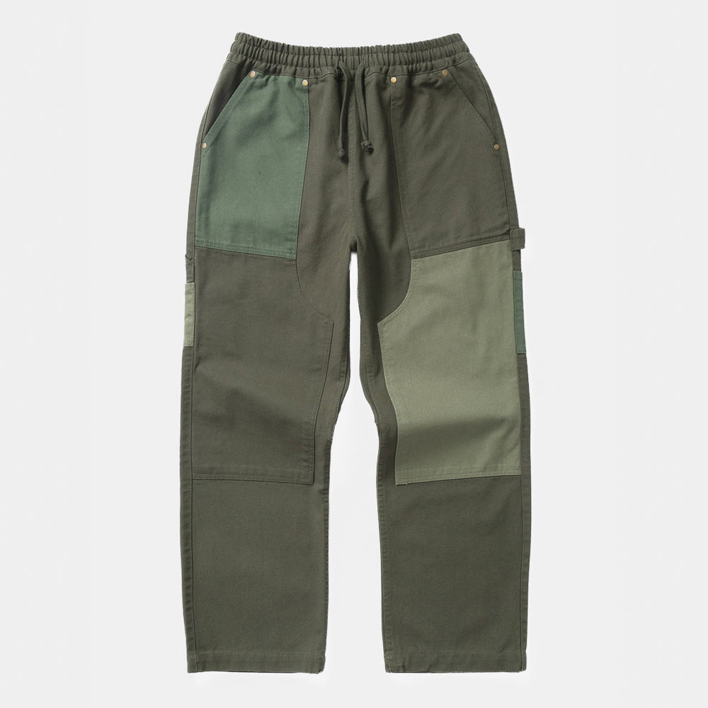 Relaxed Fit Service Works Olive Green Patchwork Utility Chef Pants