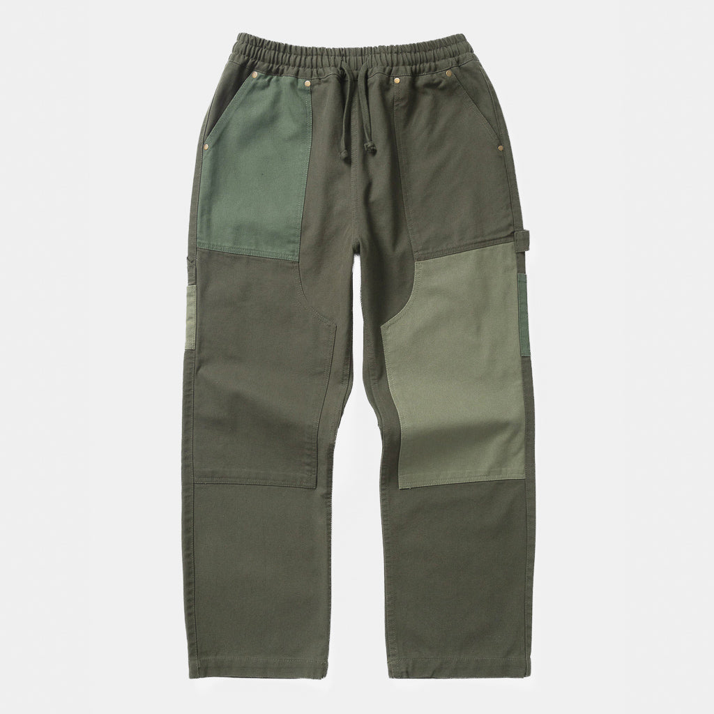 Relaxed Fit Service Works Olive Green Patchwork Utility Chef Pants
