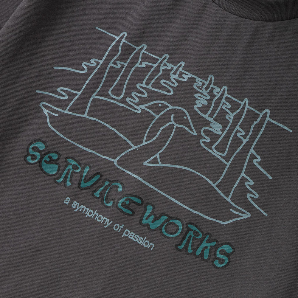 Front Print Of Midnight Grey Service Works Symphony T-Shirt
